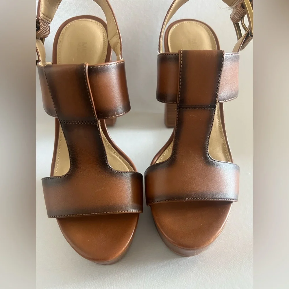 MK Becker Burnished Leather Platform Sandal